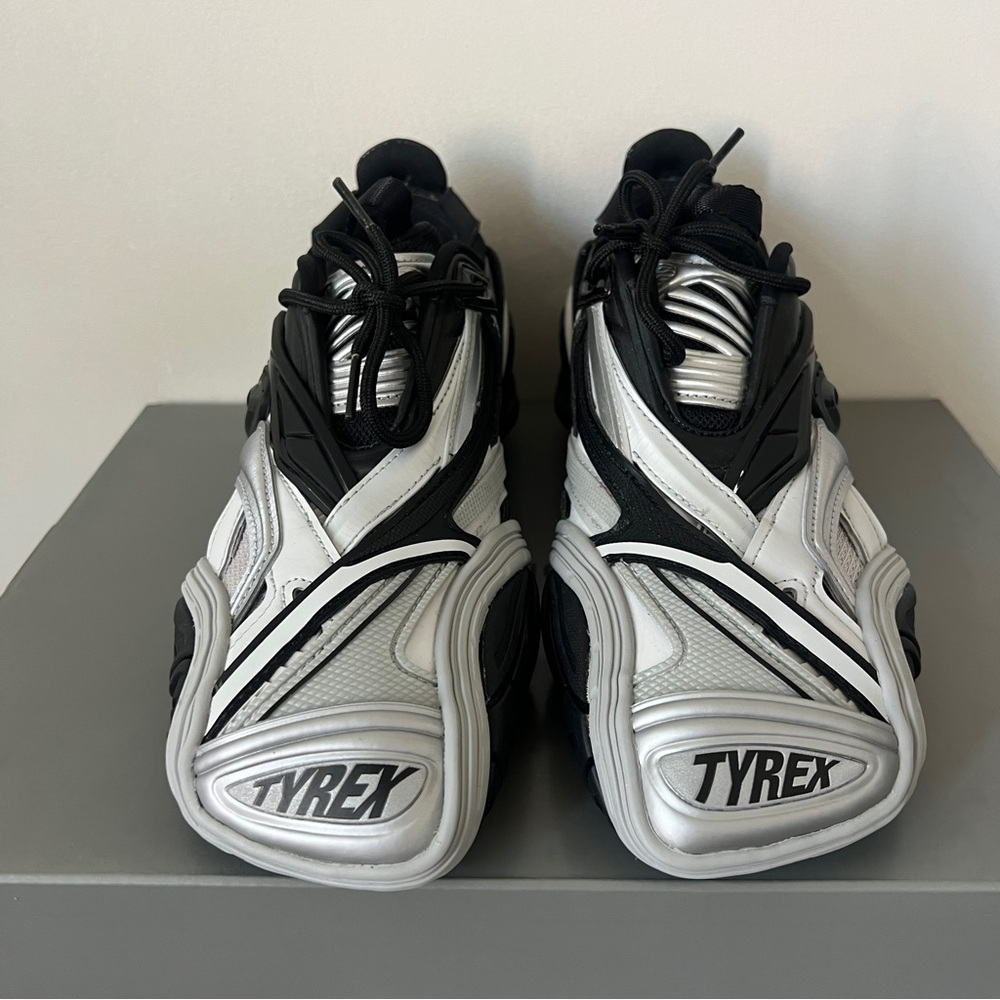 Balenciaga Tyrex black silver square toe sneakers - Picture 7 of 16